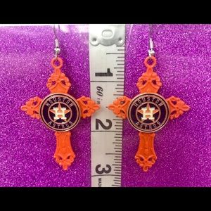Designer Cross Orange Houston Astros earrings
